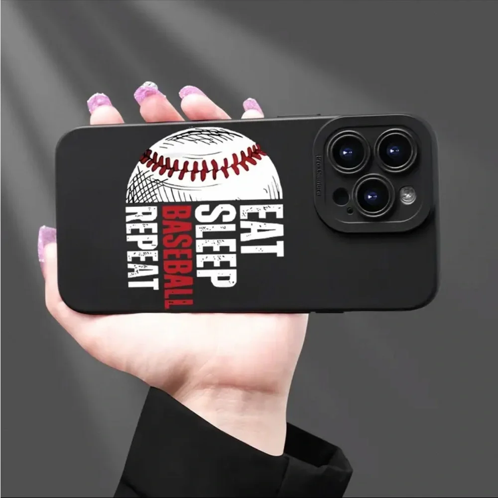 iPhone 15 Pro Phone Case Baseball Black Matte Texture Shockproof Case…